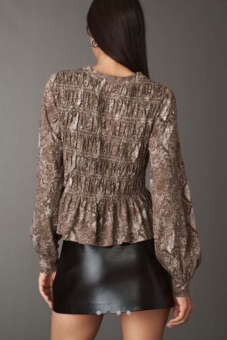Anthropologie Pilcro Rory Puff Sleeve Smocked Blouse Cottagecore - Picture 2 of 6